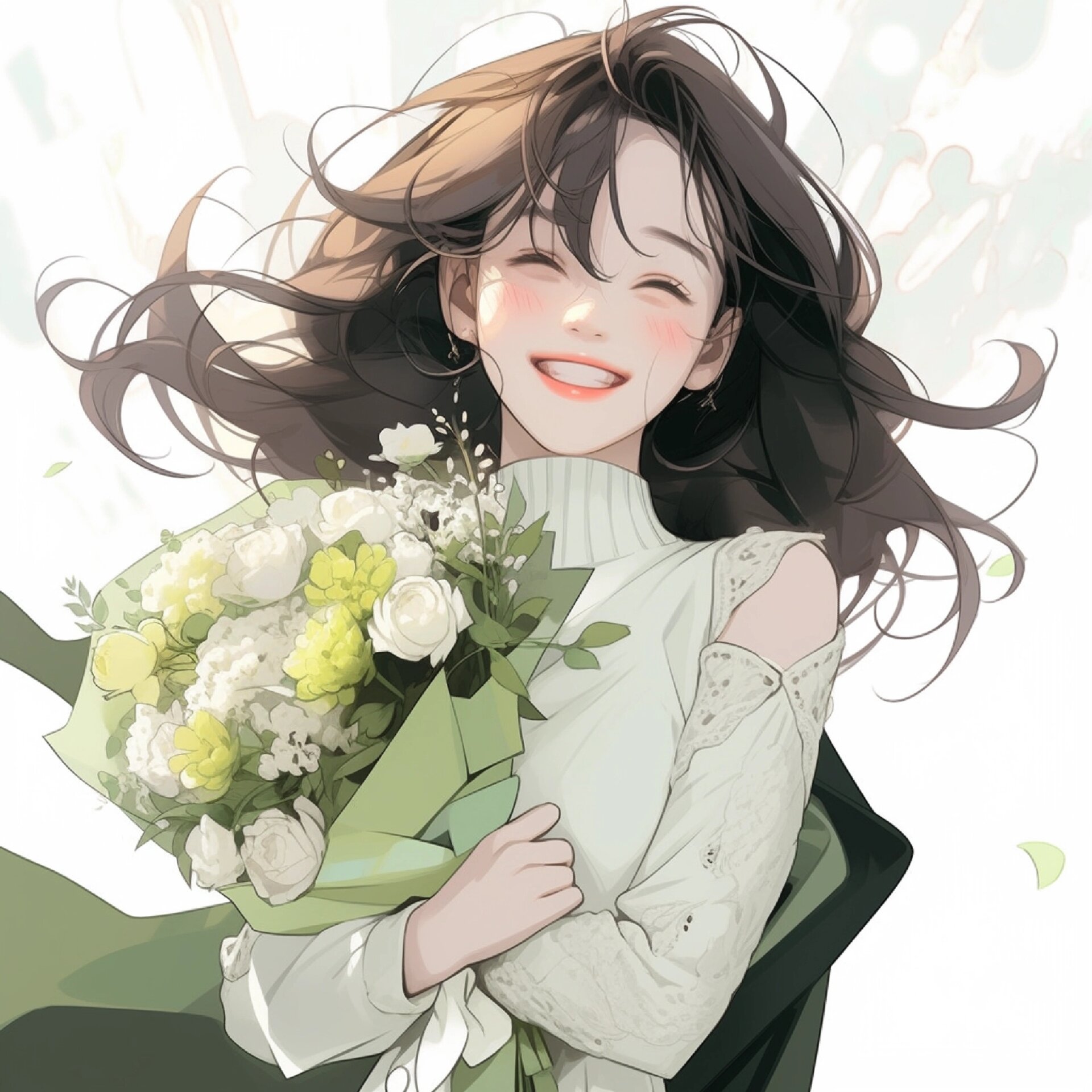 快看!爱笑的女生会发光诶‖捧花女生头像