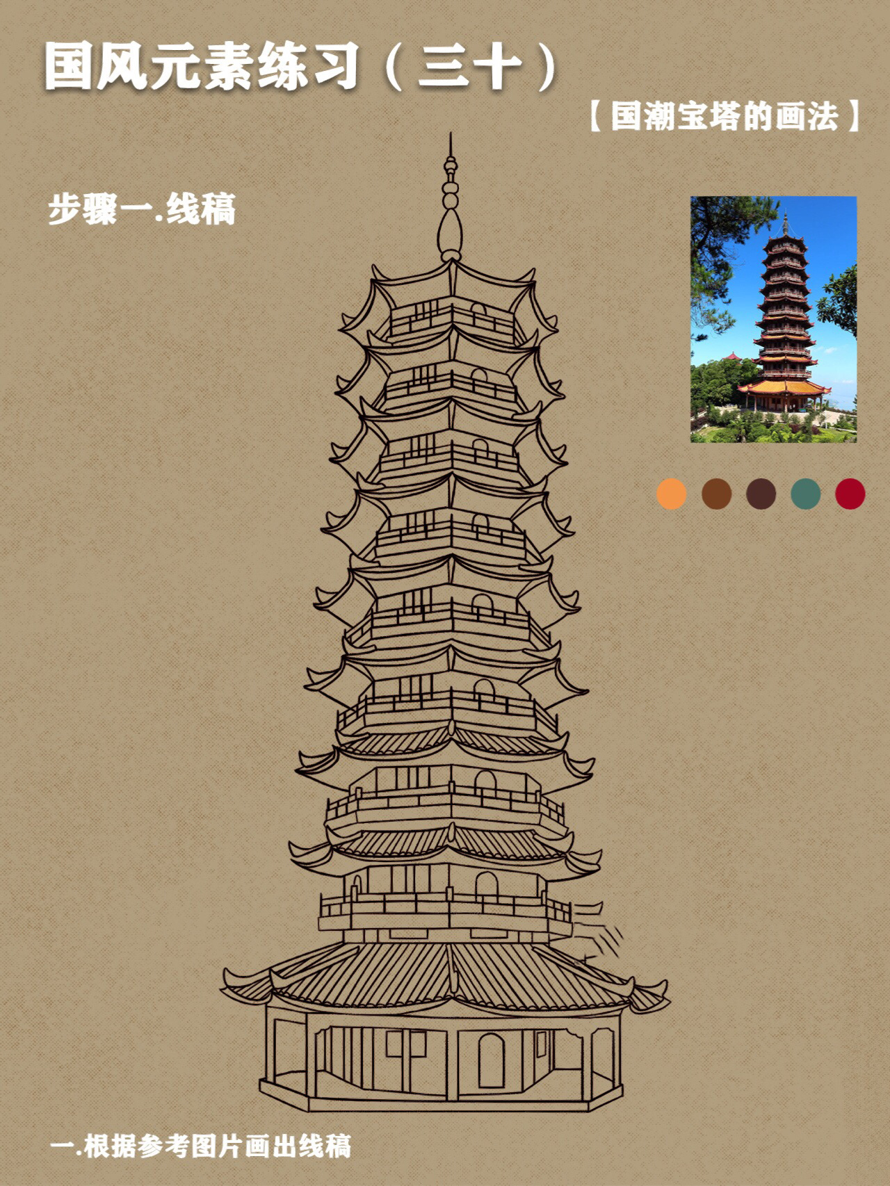 画法～ 好久没更新教程啦,来个简单的国风建筑吧 绘画工具:ps 手绘板