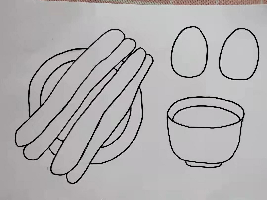 儿童画豆浆油条 马克笔绘画 适合8～10岁的小朋友