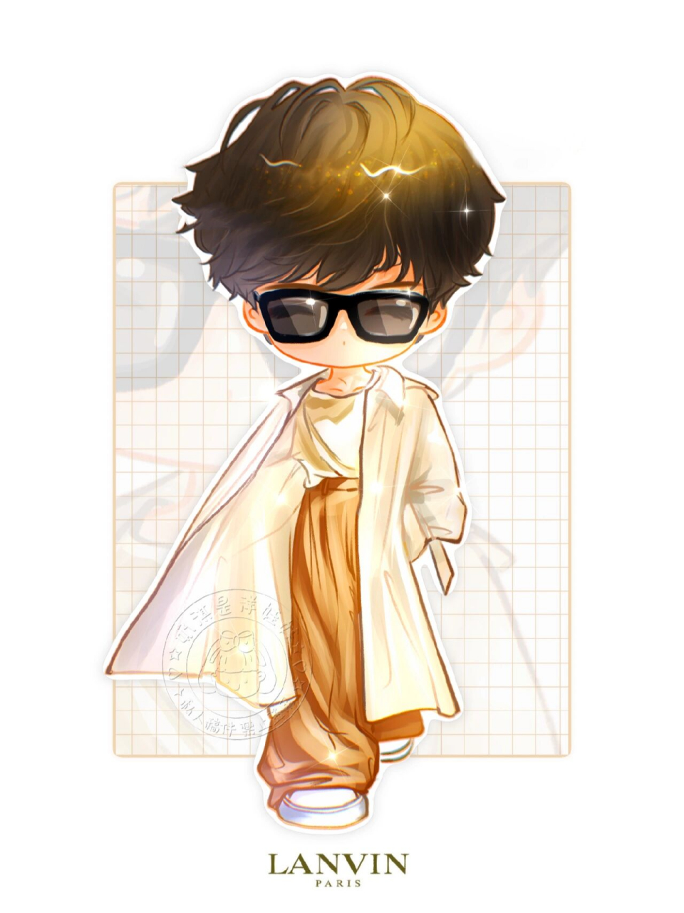 男生q版漫画成毅巴黎机场浪凡附线稿      成毅巴黎小王子 拽皇 来啦