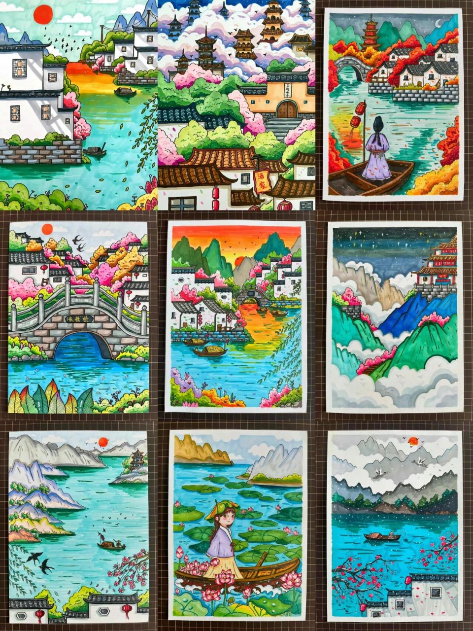 画面感简直不要太美哦 故宫的春夏秋冬,古风系列马克笔手绘 作者:十一