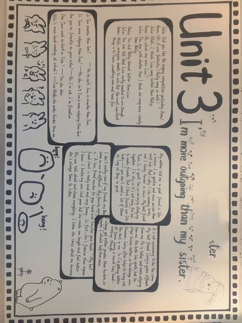 八年级上册英语手抄报 unit36615:im more outgoing than my