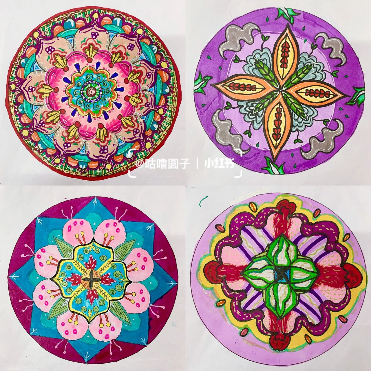初中美术《扮靓生活的花卉纹样》作业分享2 初一孩子们的作业,太漂亮