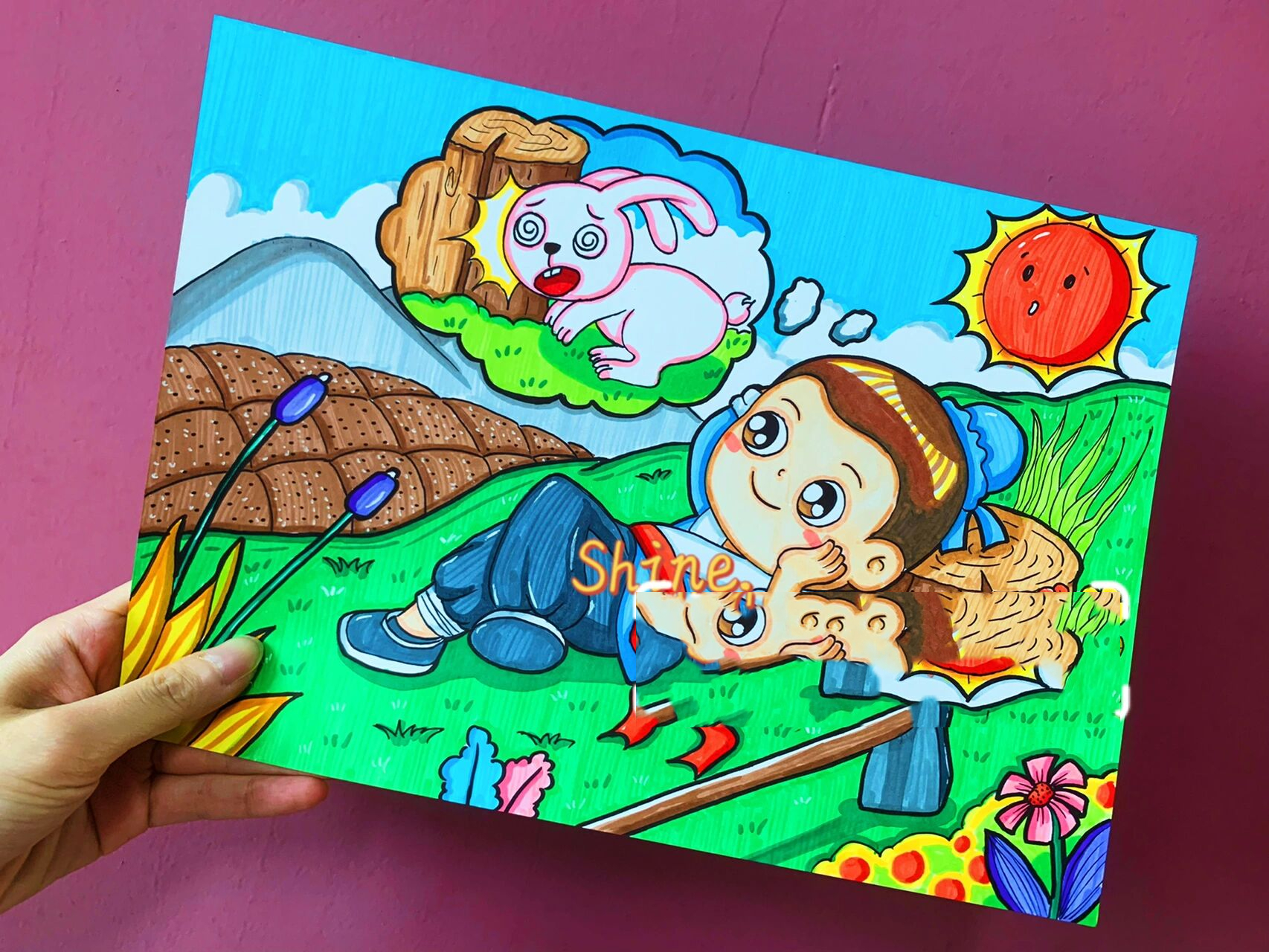 寓言故事配图 寓言故事【守株待兔】主题绘画.