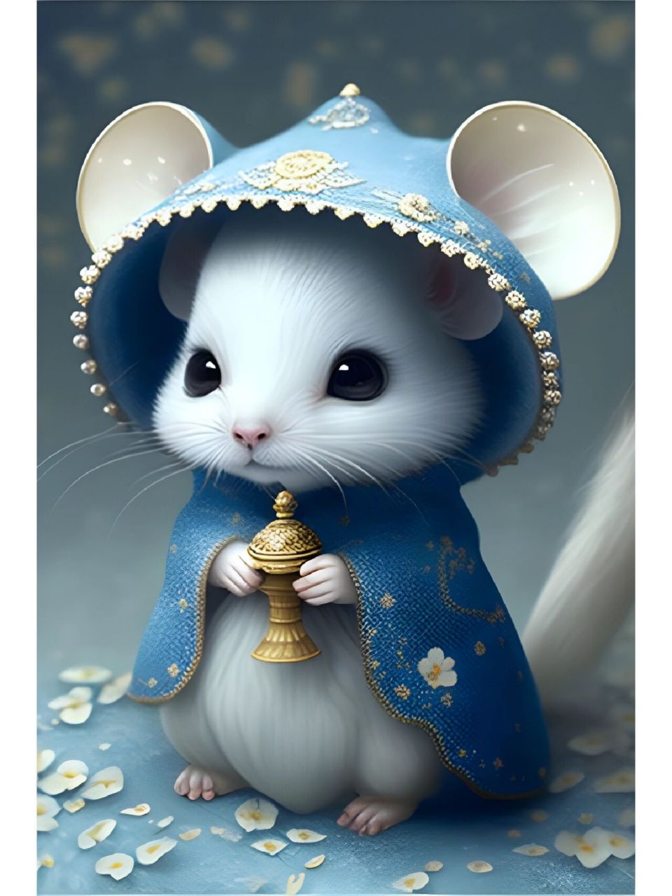 十二生肖|超萌可爱的小白鼠ai绘画壁纸 ai画师:斐斐 关键词和小程序