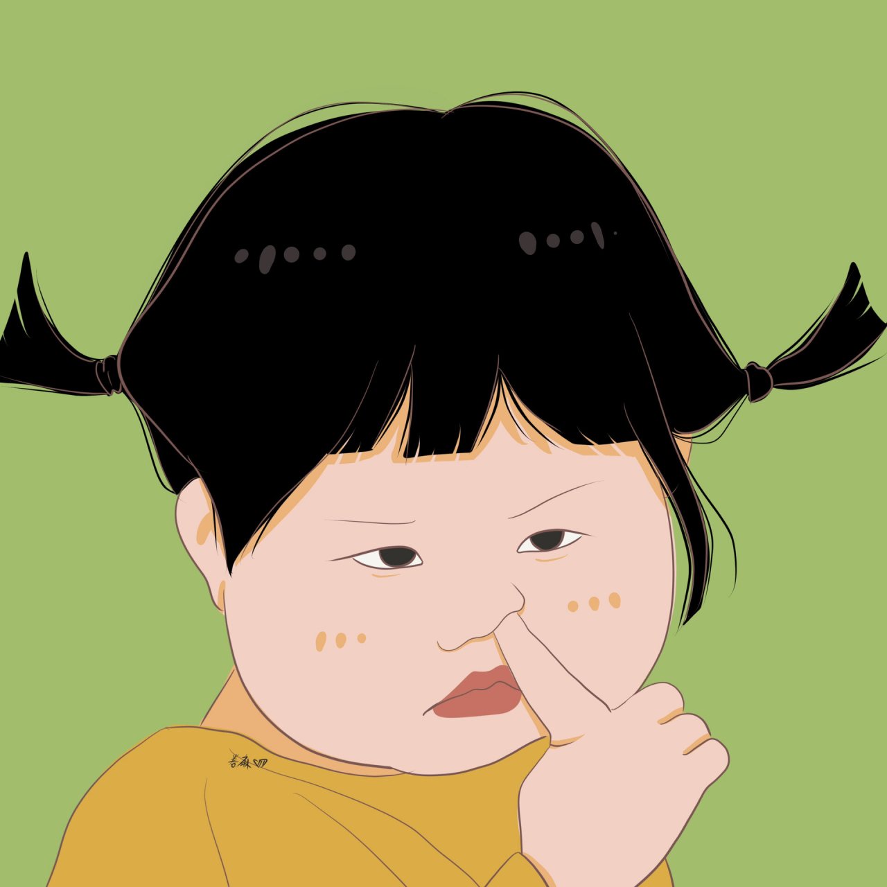 插画 | 头像 | 挖鼻孔的小天使 图片92二改92