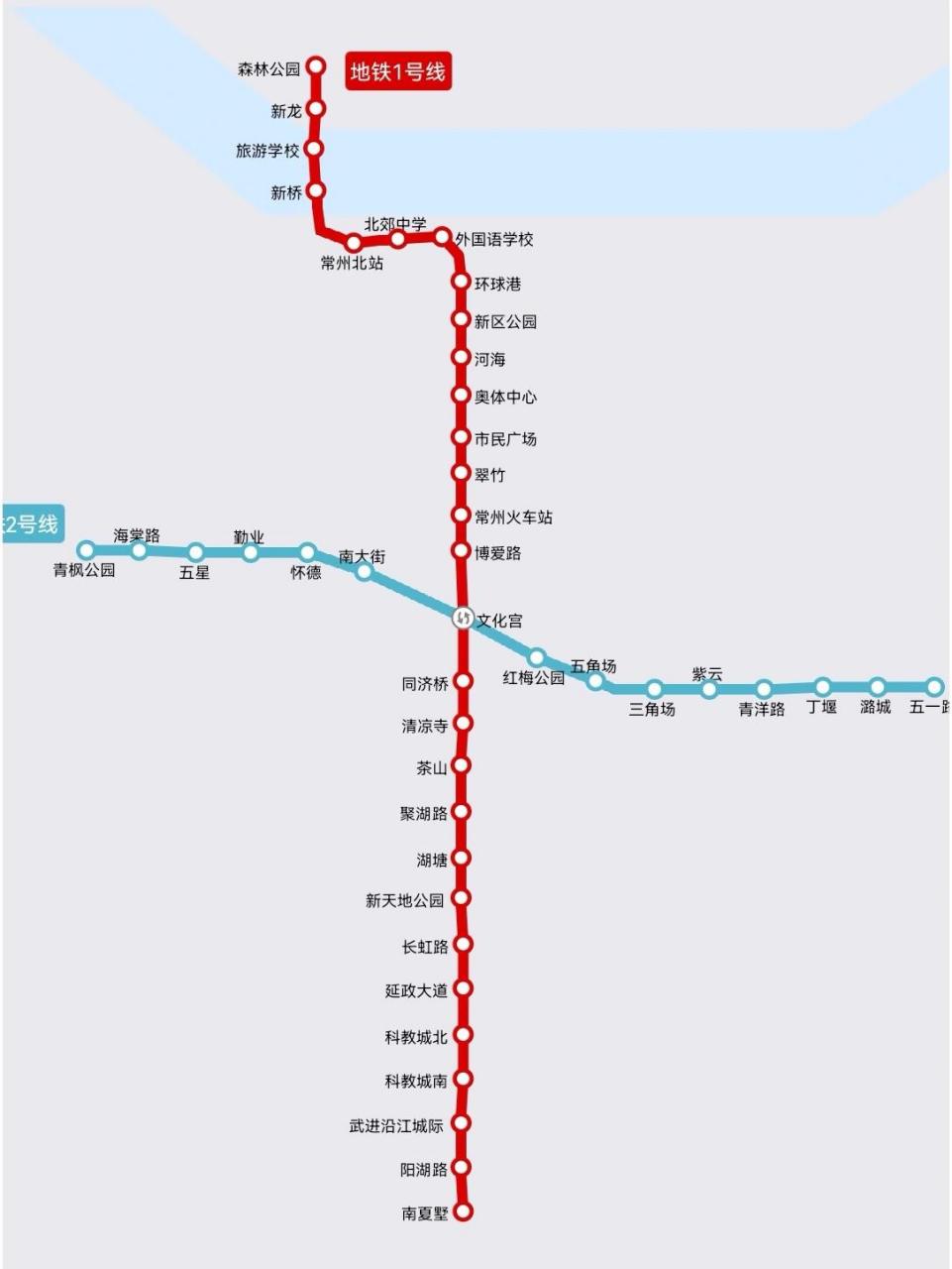 常州轨道交通线路规划图 图二已开通路线