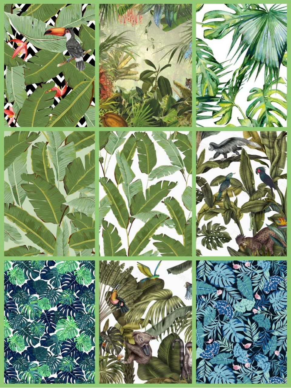 芭蕉纹样设计面料图案素材热带植物壁纸 中国古典诗词意象中有一种