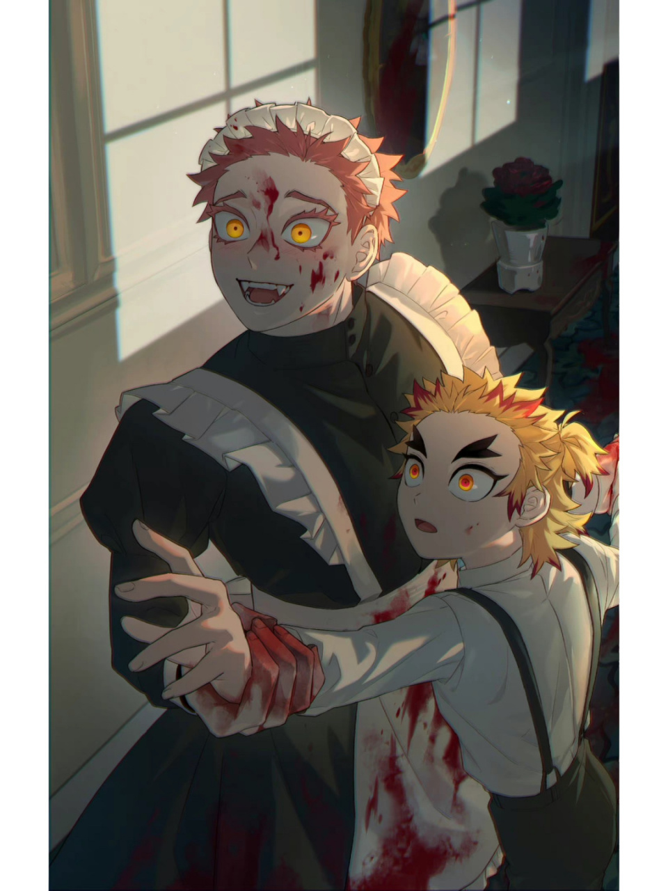 动漫# #鬼灭之刃##炼狱千寿郎# #猗窝座##猗窝座i#:powdertea1