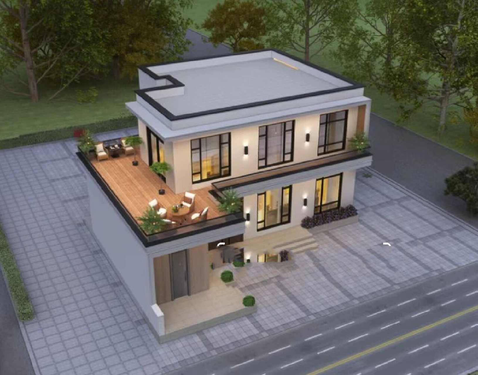 七字型二层时尚简约自建房 美观大方造价低 七字型二层时尚简约自建房