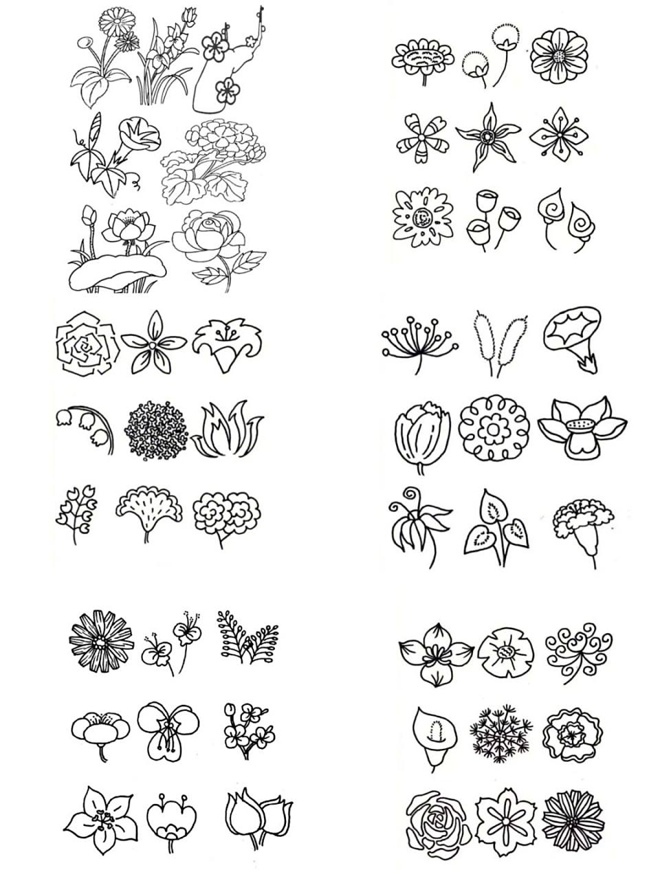 花卉素材合集/花朵简笔画/花花草草,绿叶 简笔画素材大全##简笔画
