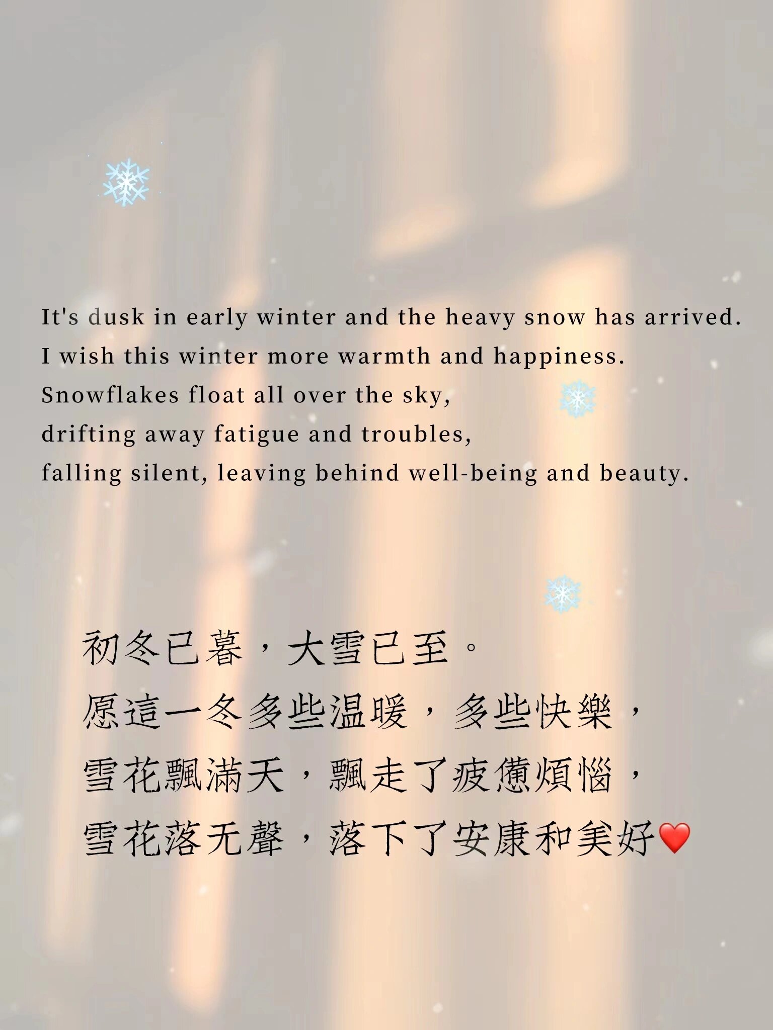 英语美文|大雪节气文案|小众高级发