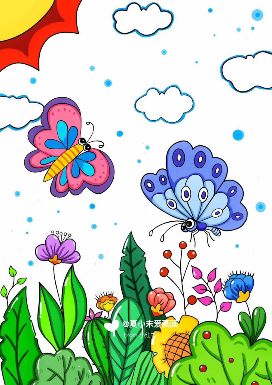 蝴蝶花园创意儿童画