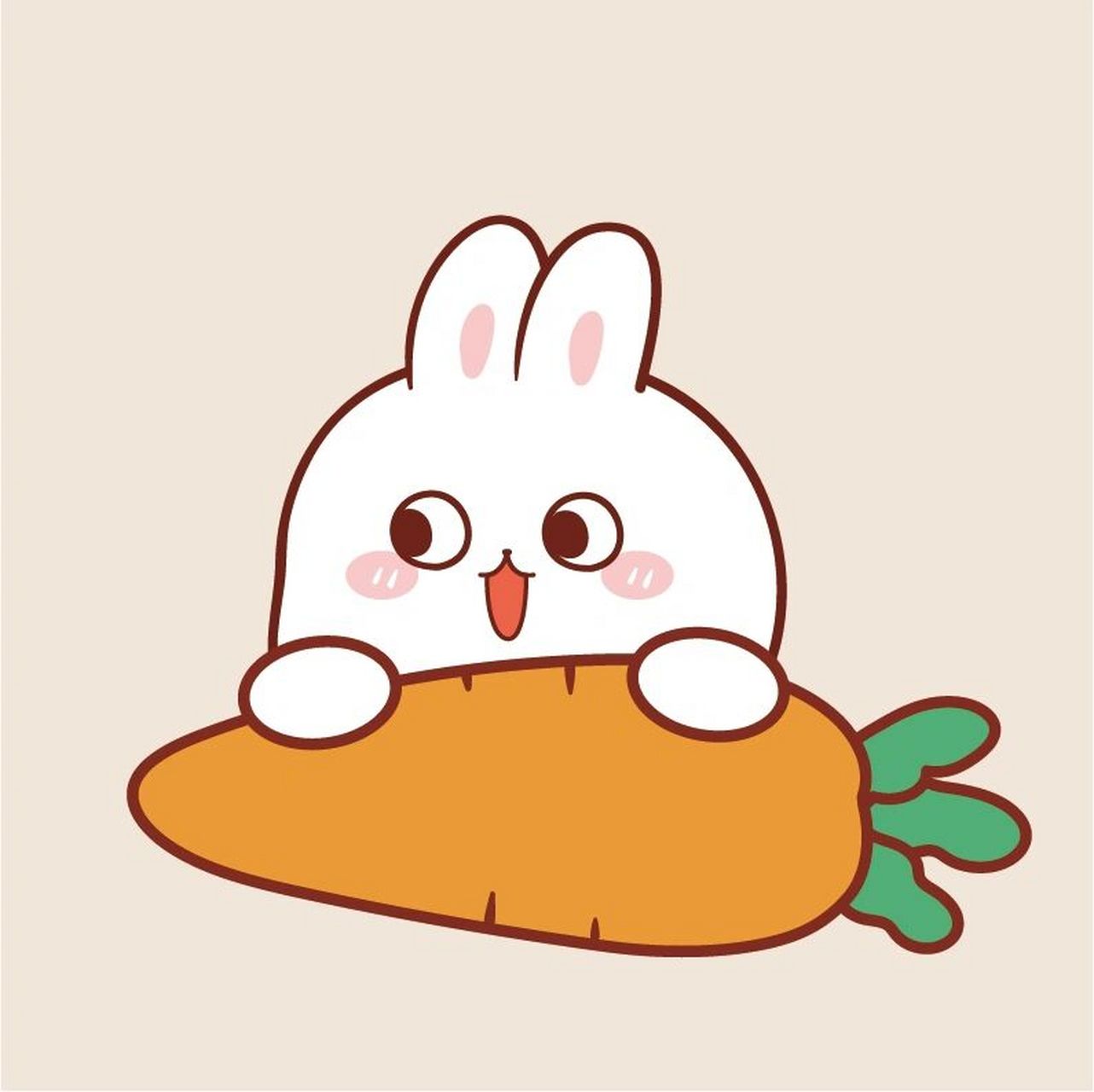 小兔子爱萝卜可爱插画头像分享 原创插画 希望大家喜欢 #兔子手绘
