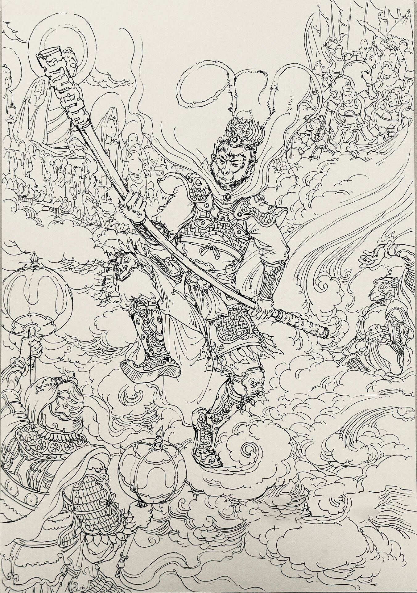 水彩创作尝试练习《大闹天宫》草稿