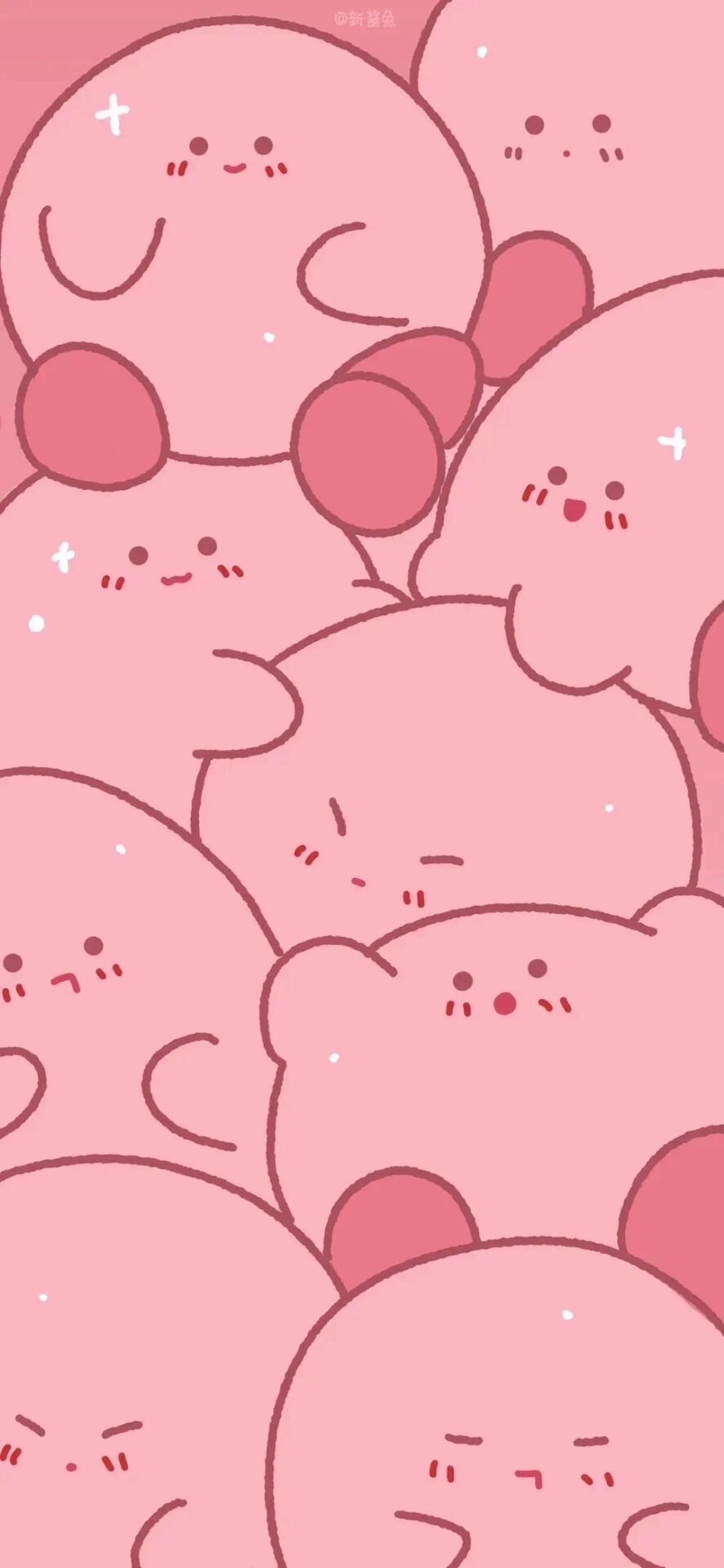 壁纸分享 | 圆滚滚粉色星之卡比壁纸!