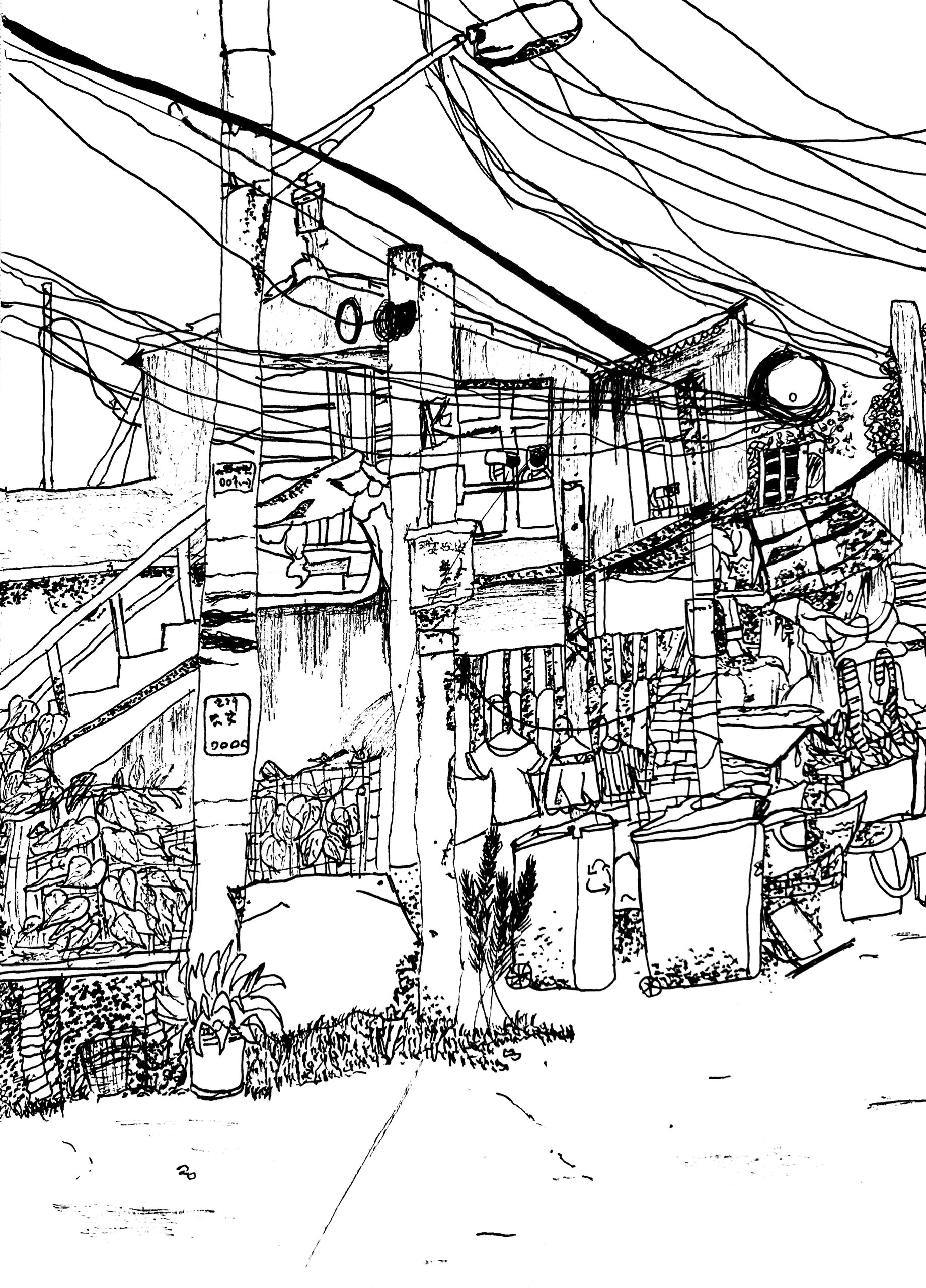 三四年级孩子作品《老房子》写生