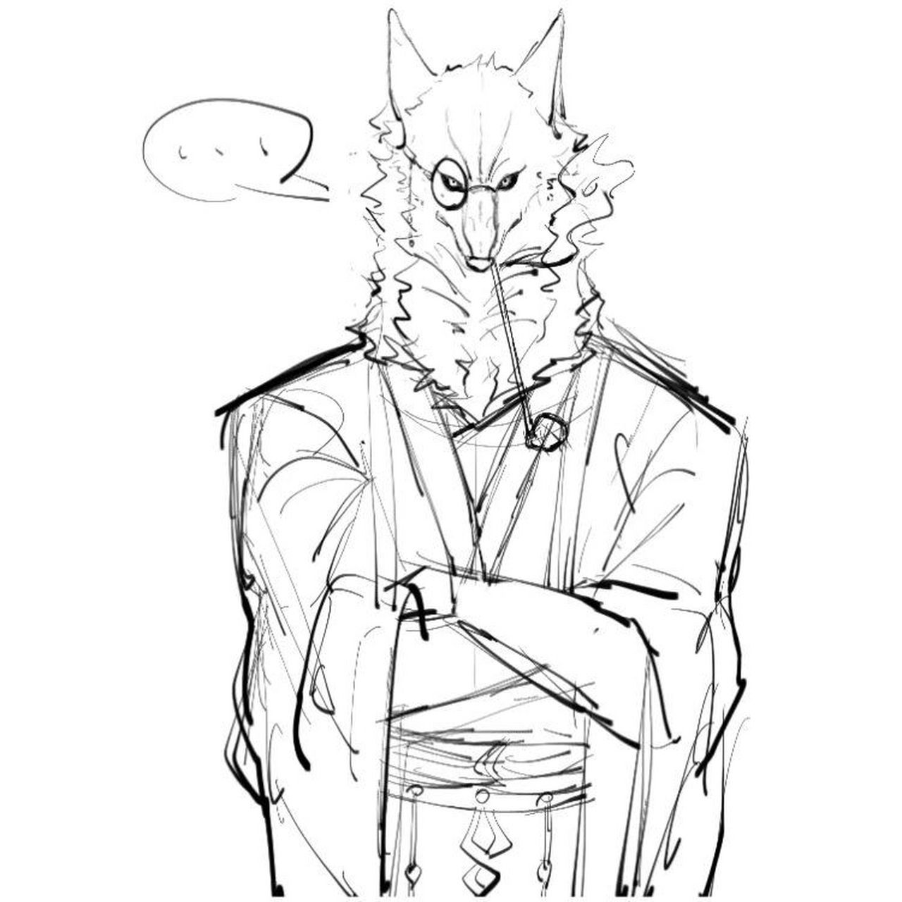 手绘狼 图一是临摹,图二参考