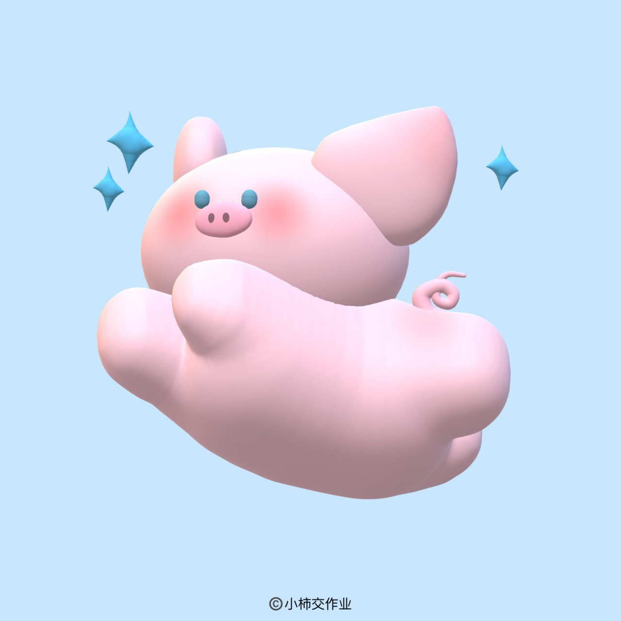 起飞猪猪子99～原创3d头像78|可爱头像分享 99许愿的飞天小猪仔