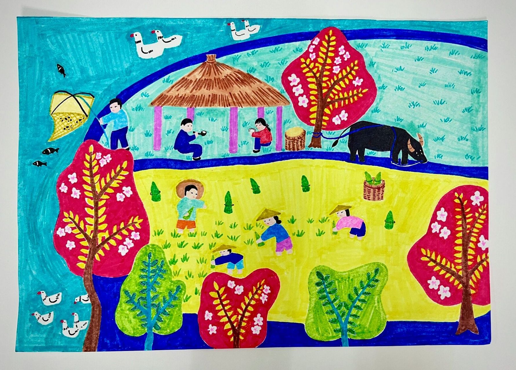 金山农民画 临摹上海金山农民画,老板交代的任务