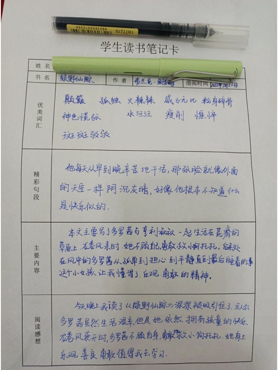 绿野仙踪读书笔记图片