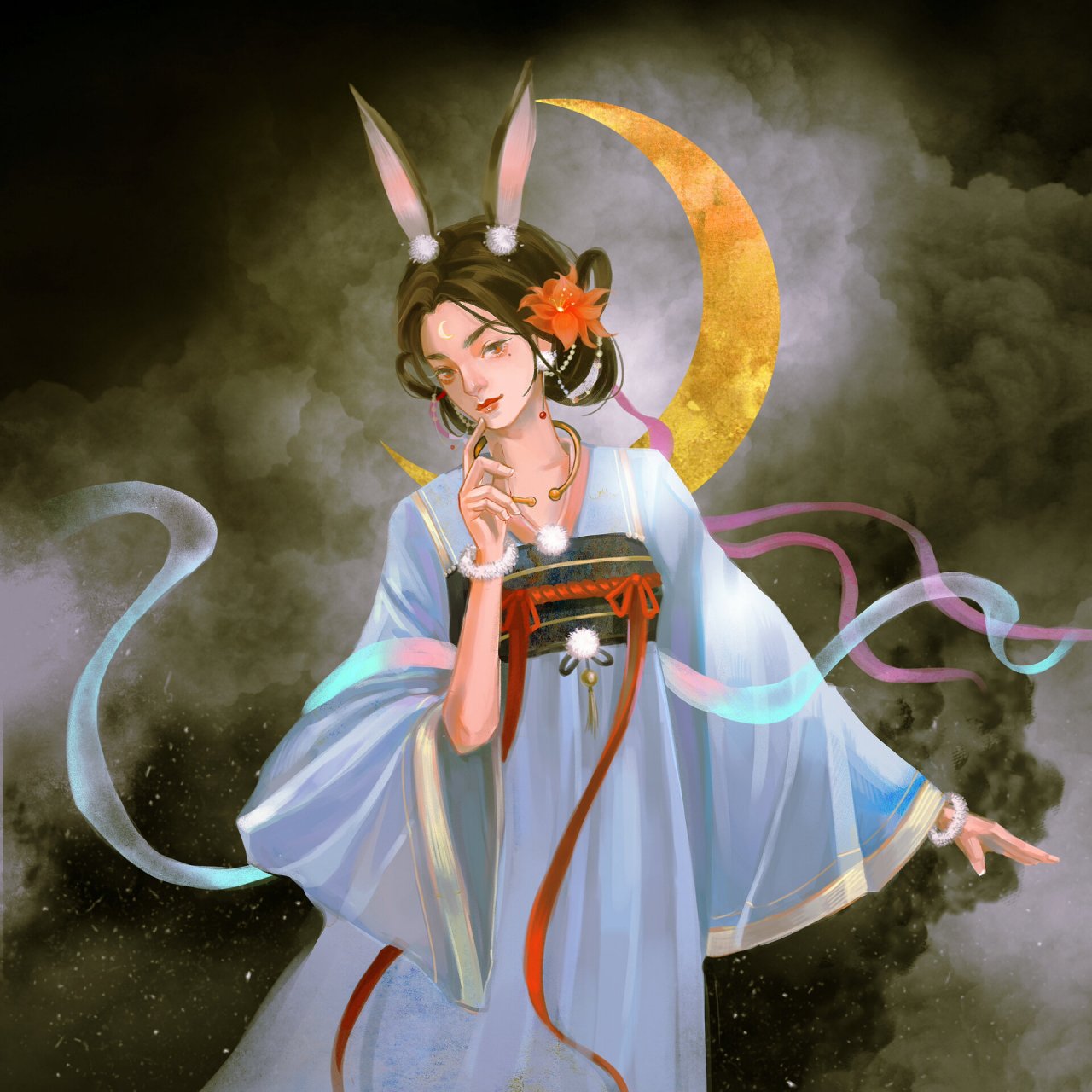 《西游记》系列人物插画 白骨精/玉兔精/唐僧/牛魔王 	 画了一组角色