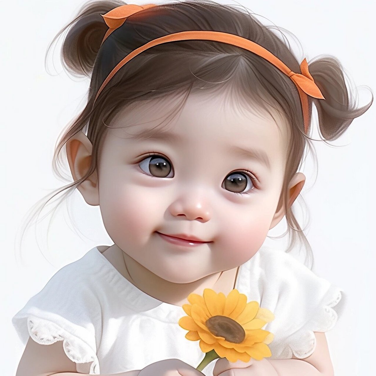 ai绘画头像|向日葵小月龄女宝宝头像