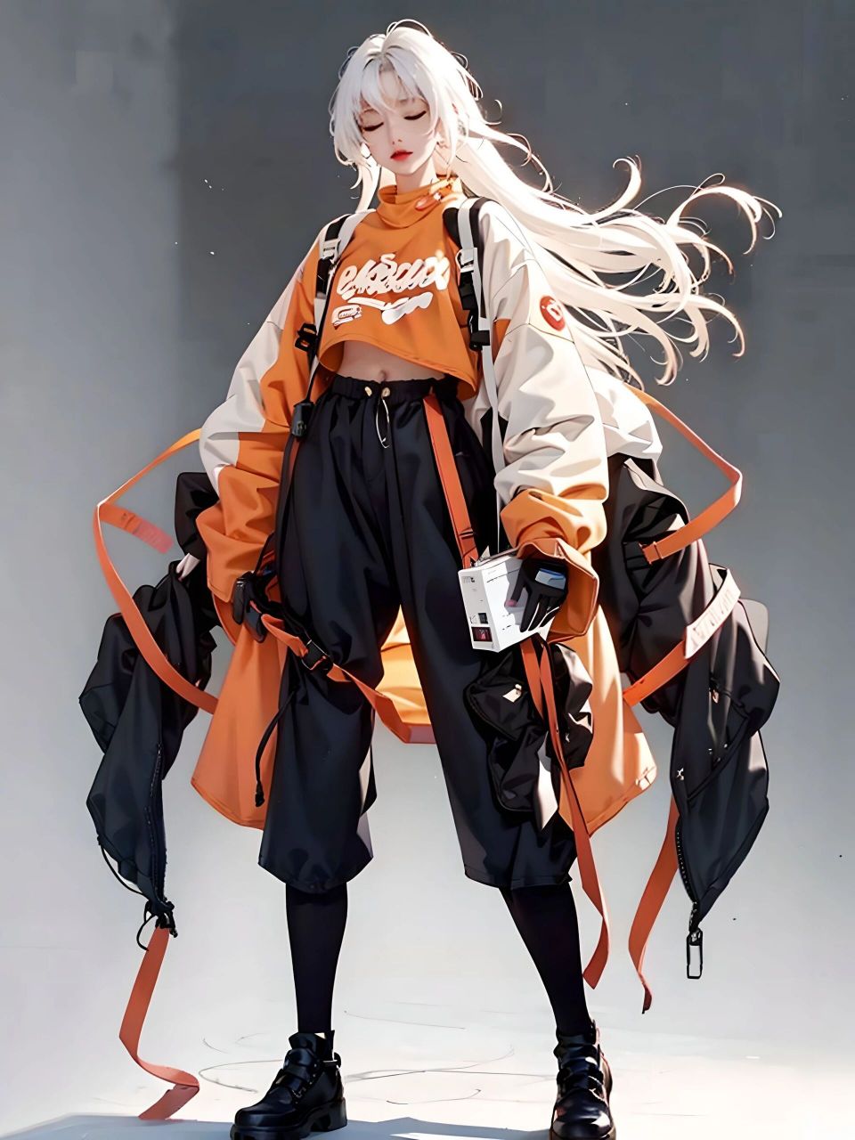 橙色工装机能风穿搭,酷girl做自己的选择