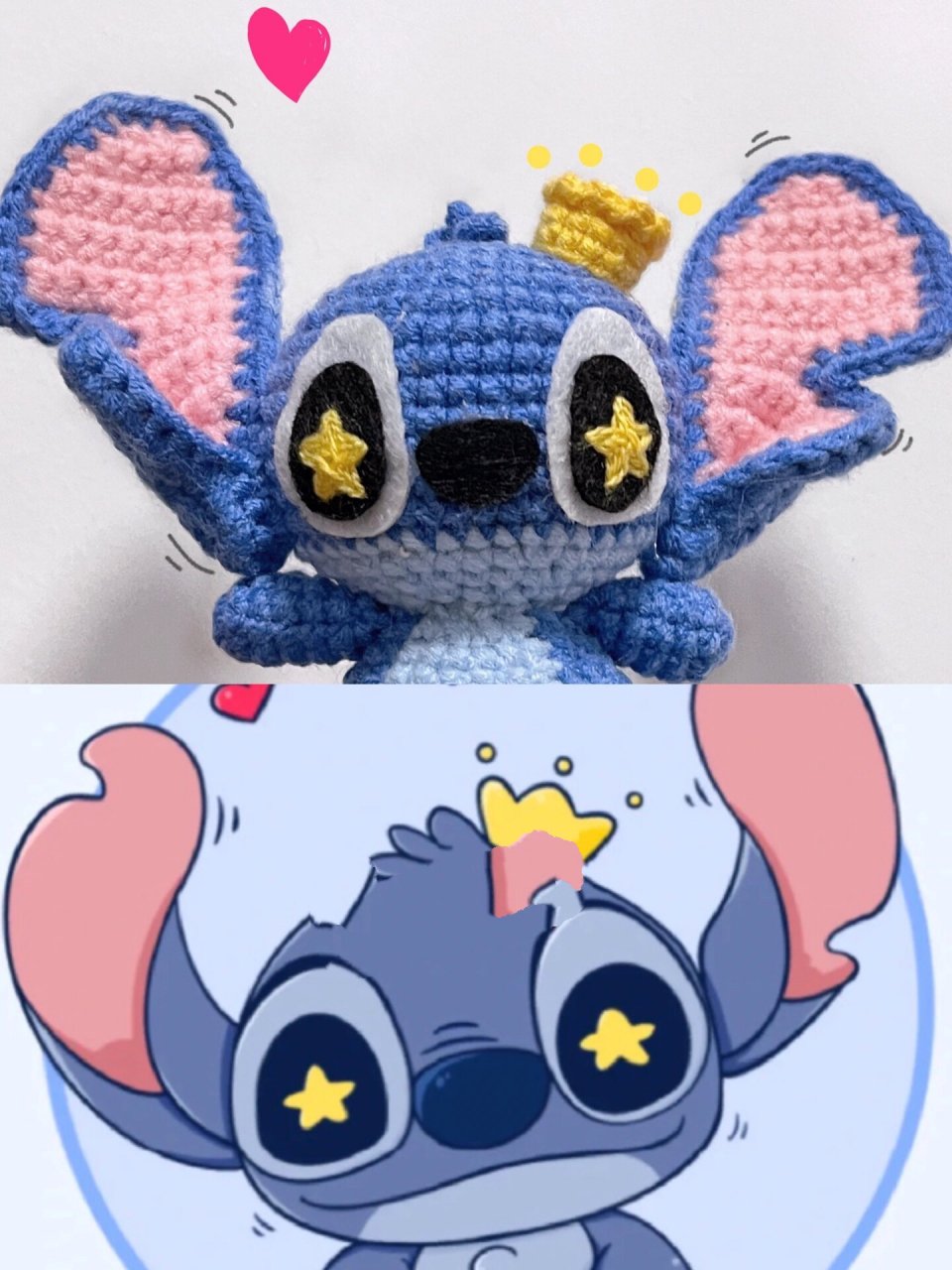 可可爱爱史迪仔～(附图解) 啊~没有黄色的不织布,只能自己刺绣星星眼