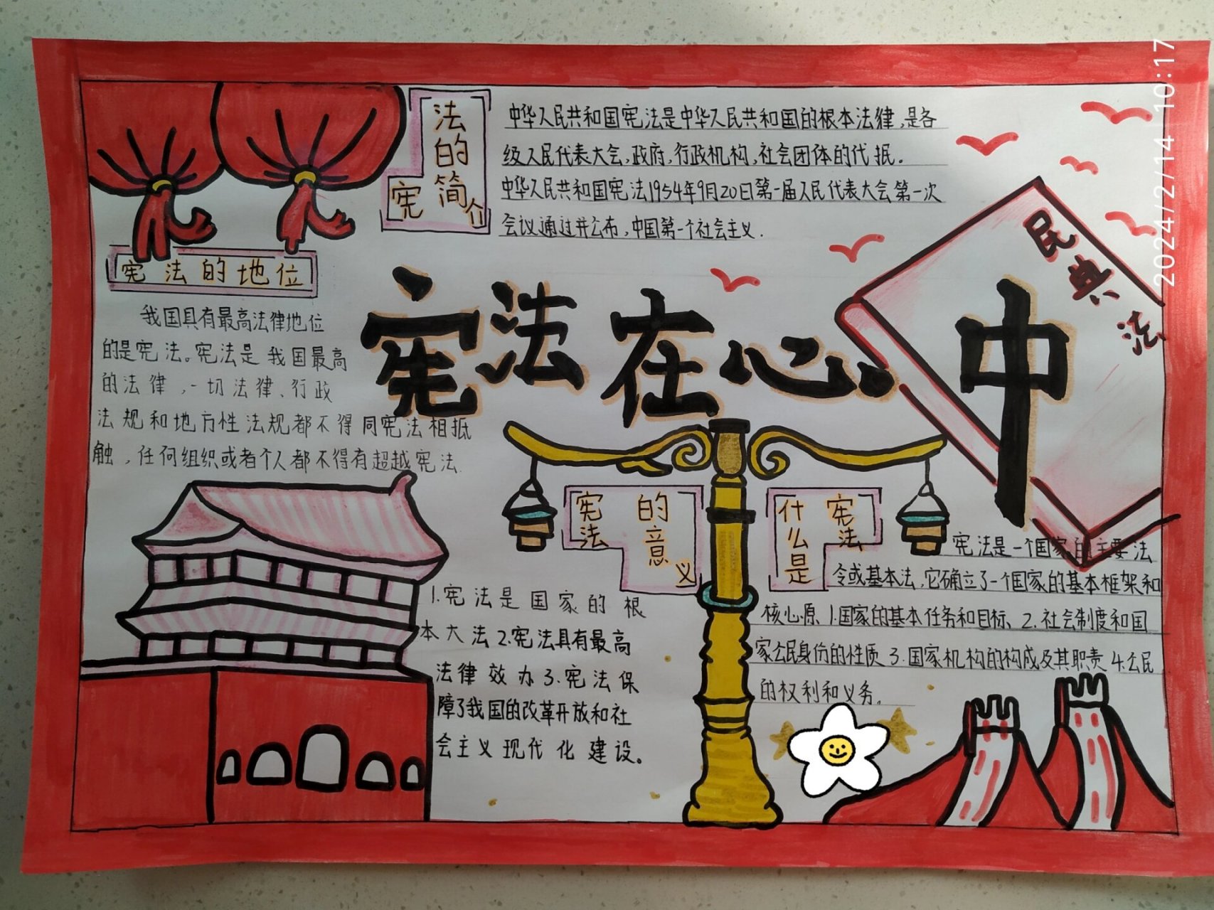 八年级下册政治——宪法手抄报