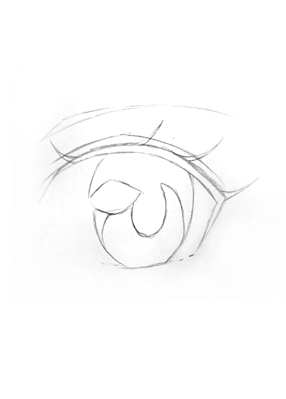 超简单3步教你画动漫眼睛09 第一步:打草稿,把眼睛的大小,位置,睫毛