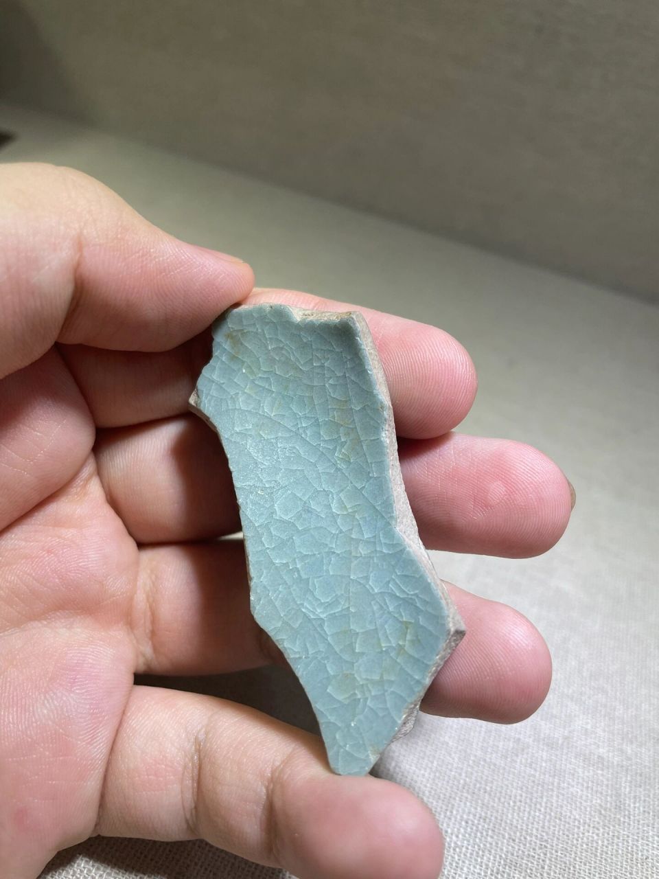 清凉寺汝窑冰裂纹标本 清凉寺汝窑底足 正面带冰裂