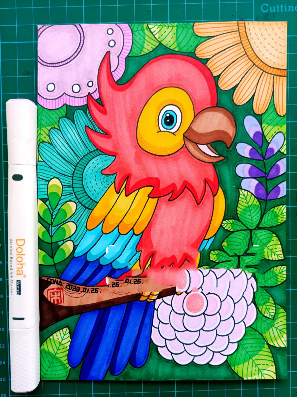 《鹦鹉》可爱 马克笔画儿童画-216鹦鹉