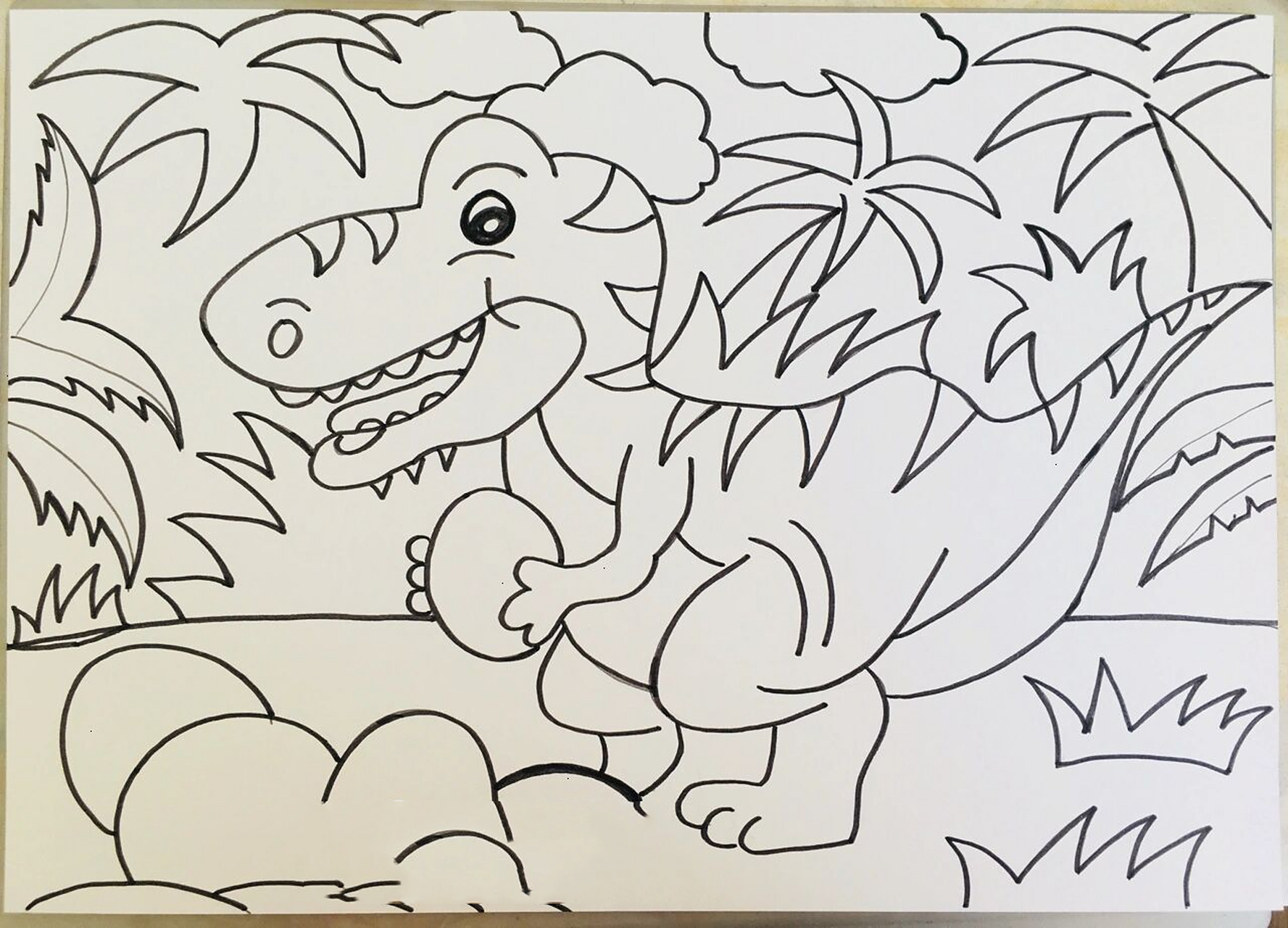 儿童简笔画-60.恐龙之卡通霸王龙 每天坚持打卡,加油949494