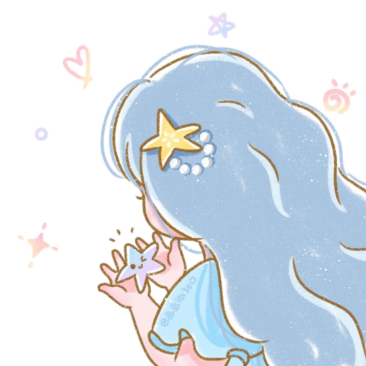 不露脸女生头像第二弹(唯美浪漫) 手捧海星的女孩 系蕾丝蝴蝶结的女孩