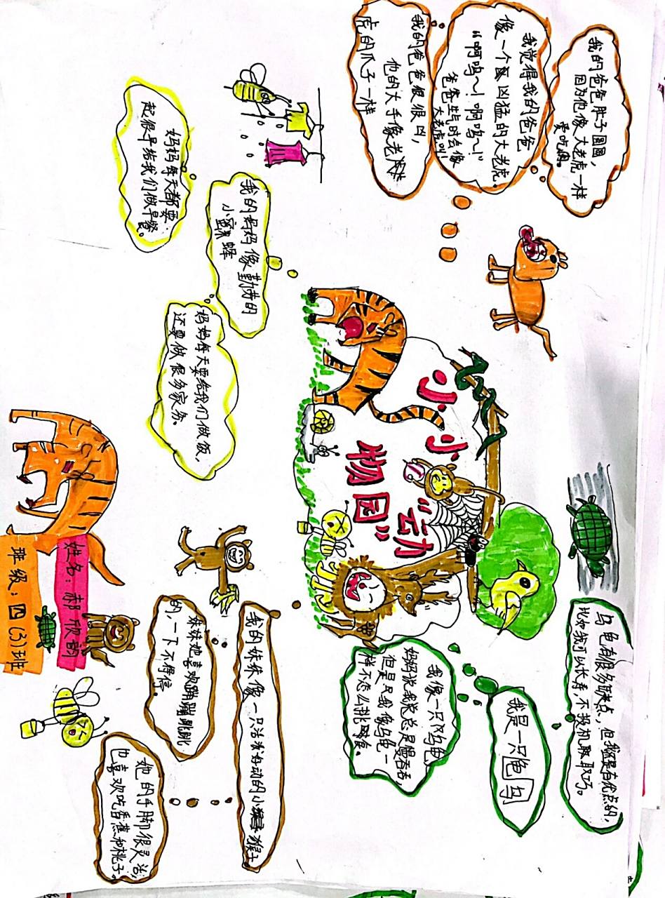 小小动物园思维导图 四年级上册第二单元习作:小小动物园.