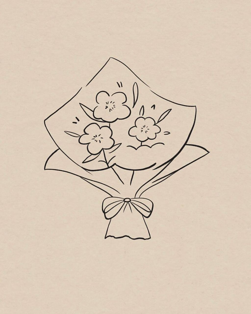 浪漫从一束鲜花开始|简笔画|附过程 简单易上手的花束简笔画 临摹:一
