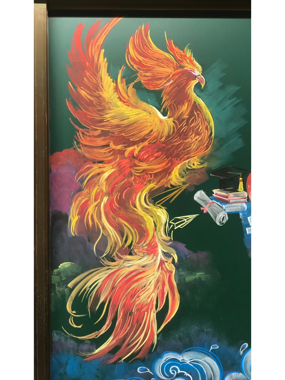 粉笔画一高考黑板报(凤凰)