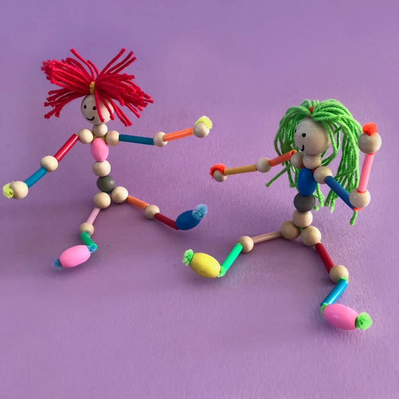 扭扭棒,毛线,珠子做的很酷的小人 亲子手工 #亲子手工diy