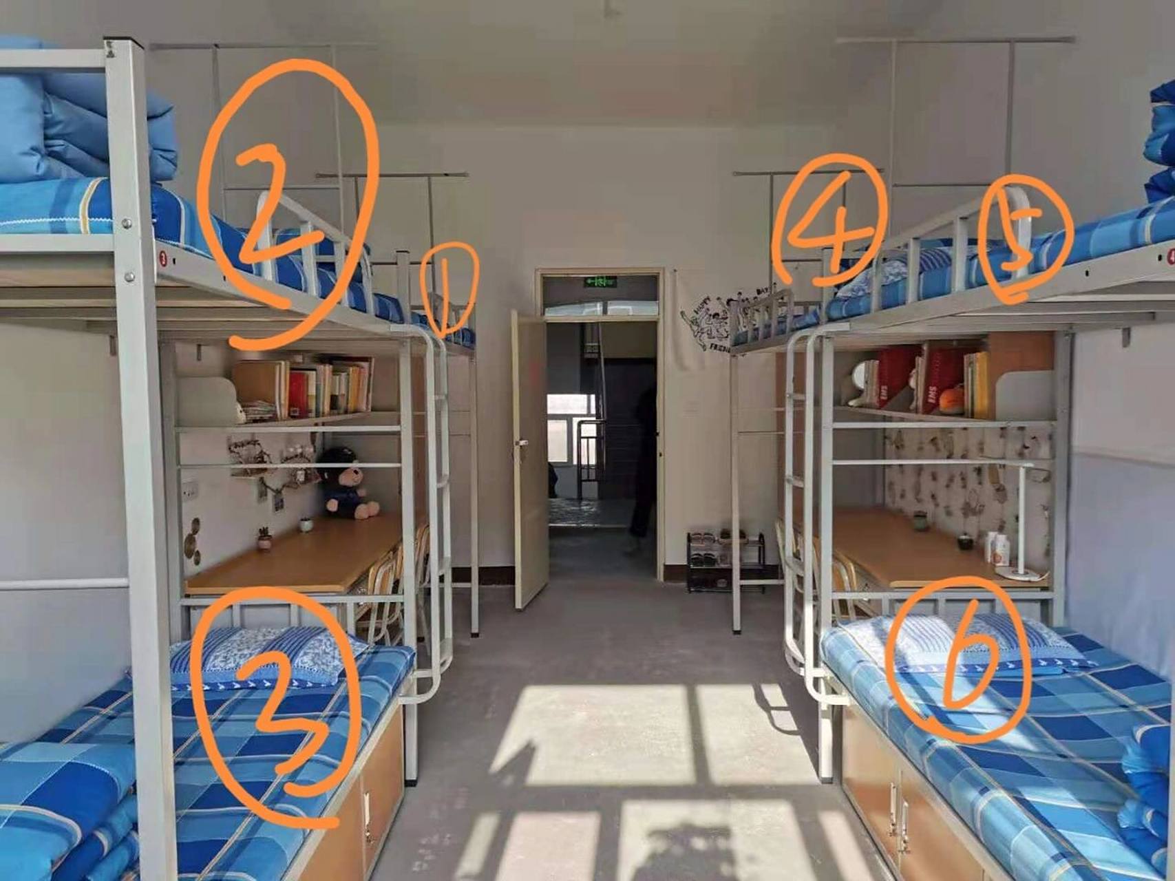 六人间宿舍床位选择! 大一新生床位怎么选!各位集美们给点意见吧