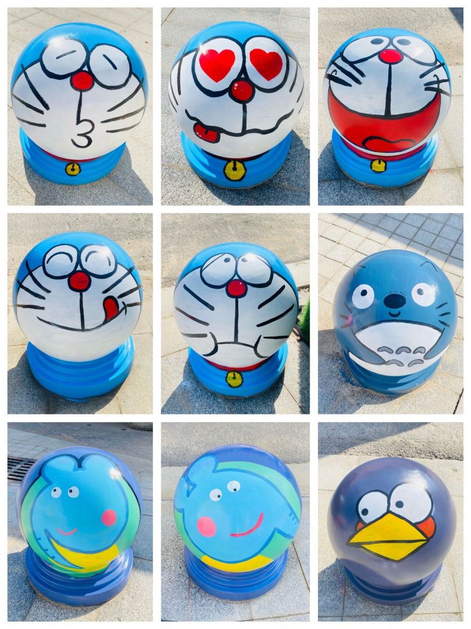 石墩彩绘 过程: 1⃣️丙烯颜料上底色,方便后续画画(如果要上黄色