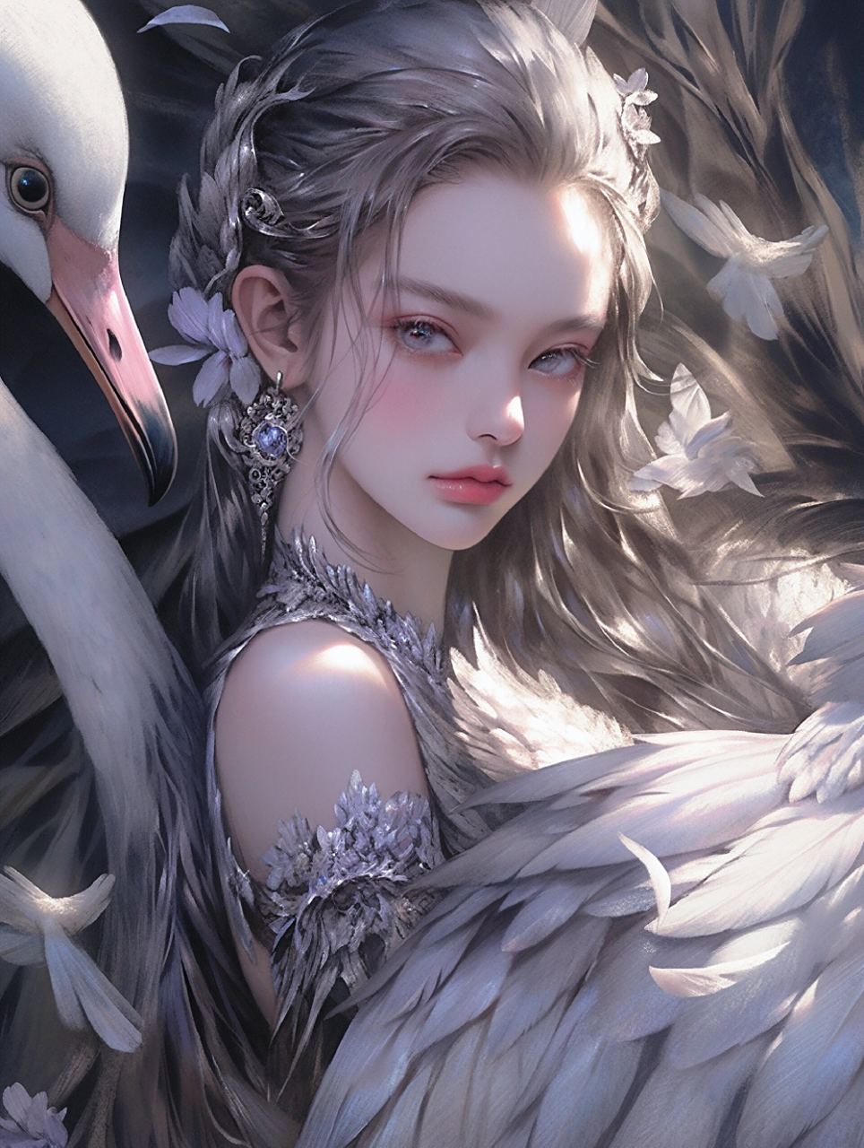 氛围感 | 有故事的天鹅女孩 7图头像壁纸 氛围感极强的灰紫色系天鹅