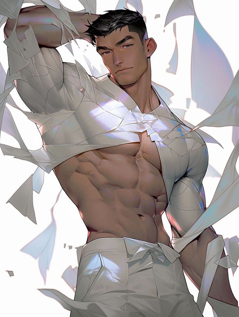 ai绘画|你的腹肌男友请查收7515 内容有点劲爆,右滑看更多79