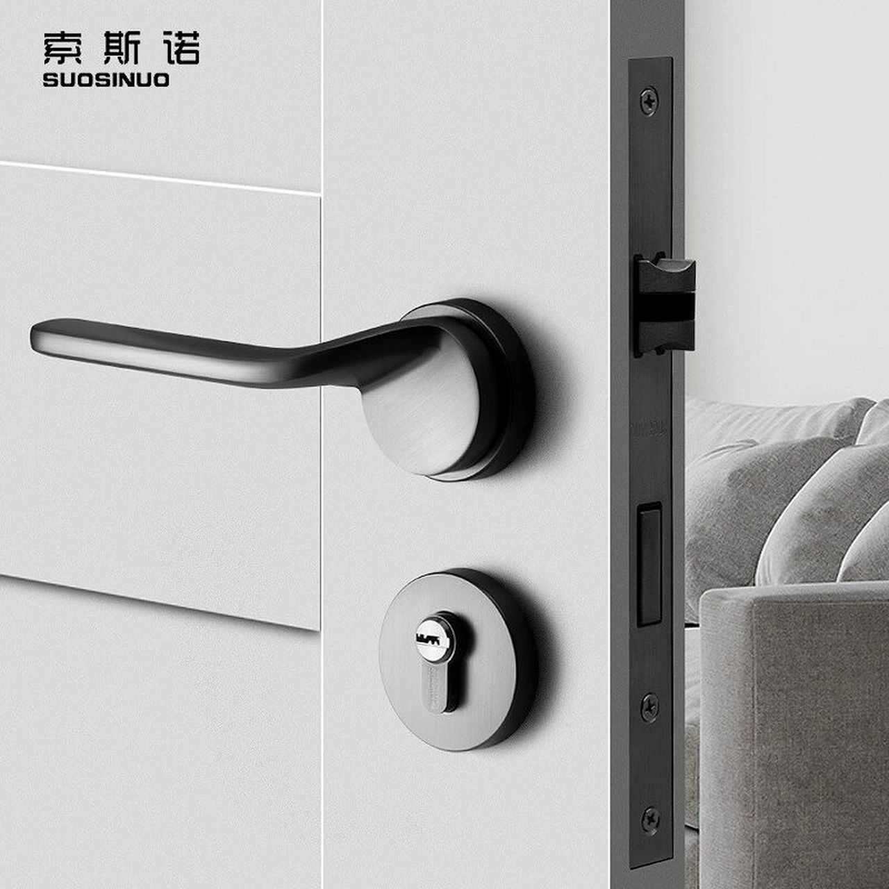 普通静音锁体和磁吸锁体的区别 图一:普通静音锁体的上门图示 图二