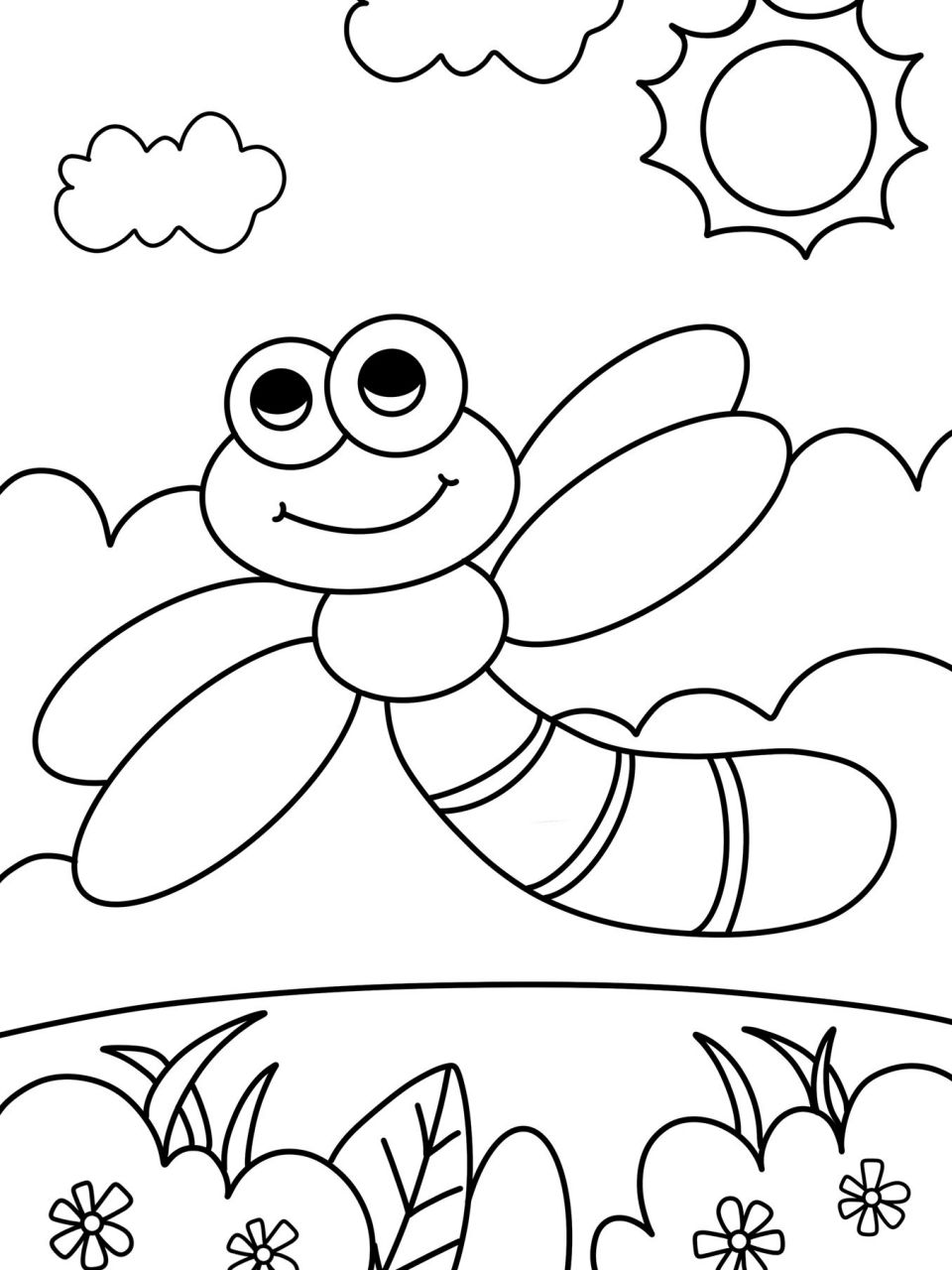 小蜻蜓 创意画 儿童画 带线稿 #创意美术儿童画# #儿童简笔画# #儿童