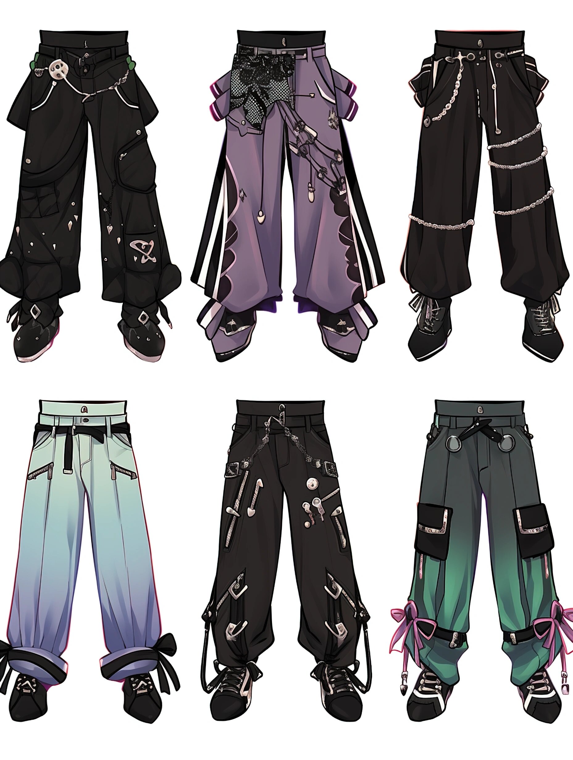 裤子设计效果图l赛博朋克系