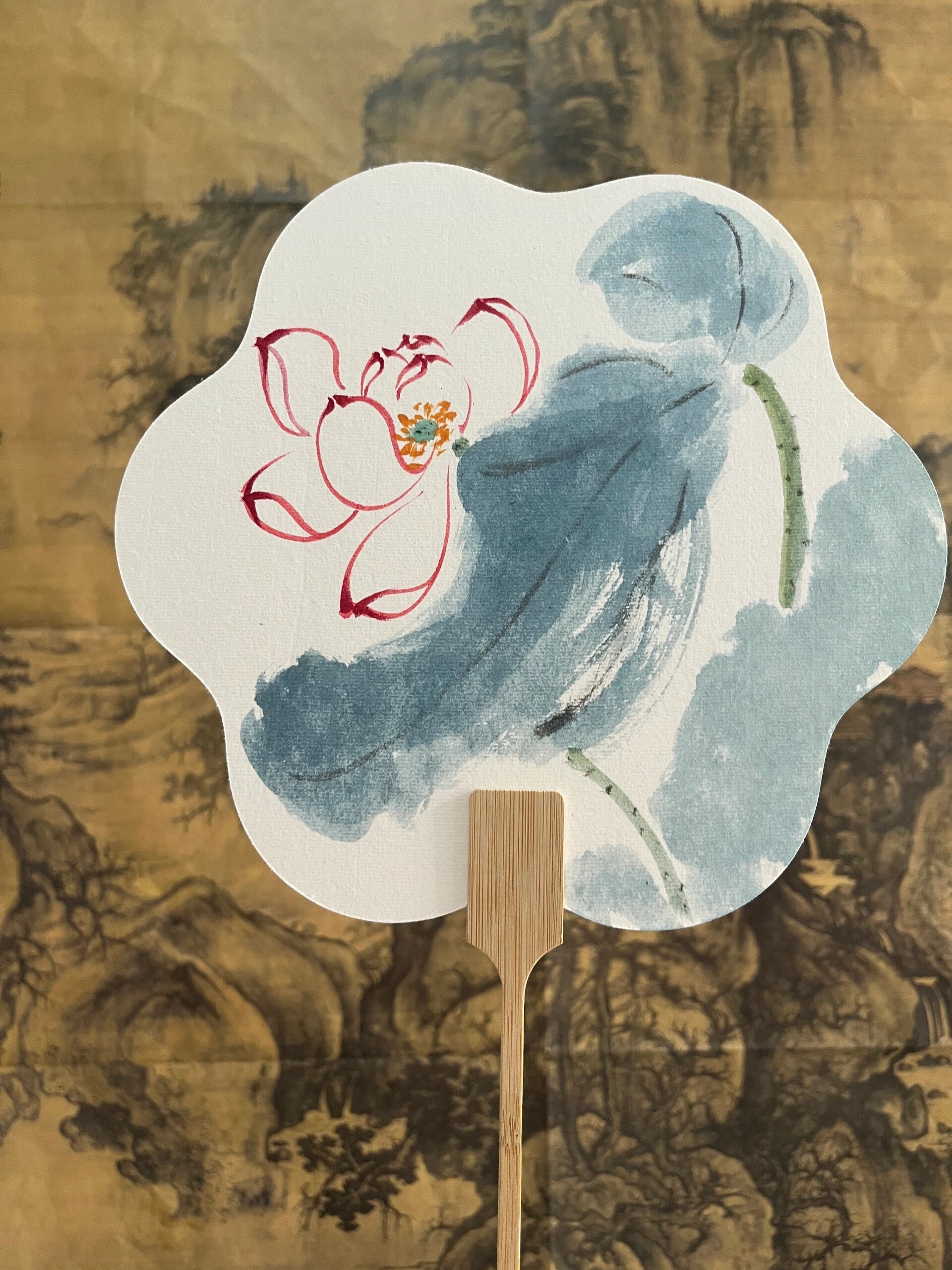 1590一把的国画团扇——荷花百图 150把 团扇荷花 小写意双钩部分