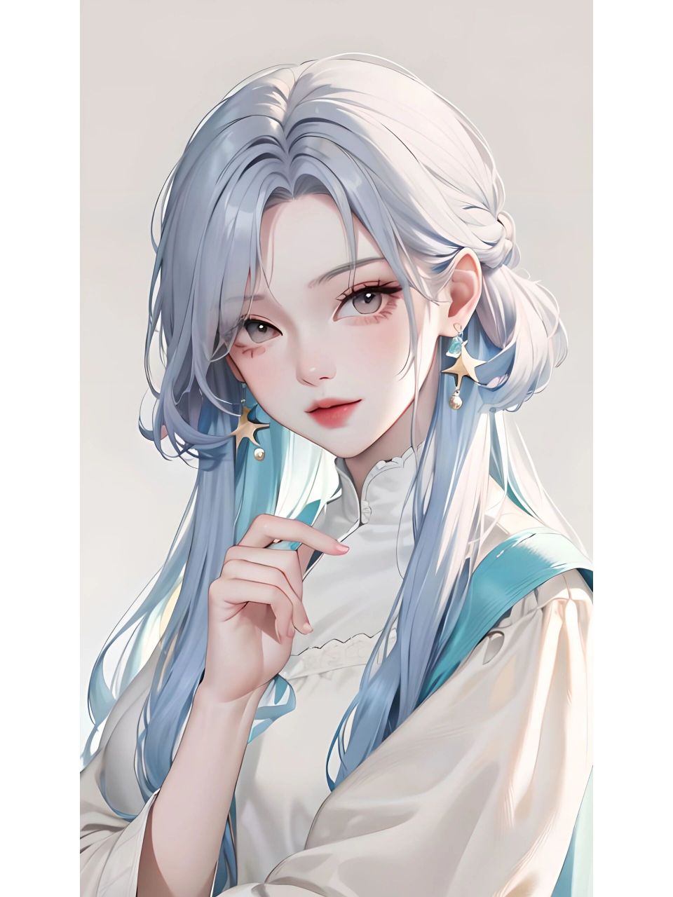蓝发御姐