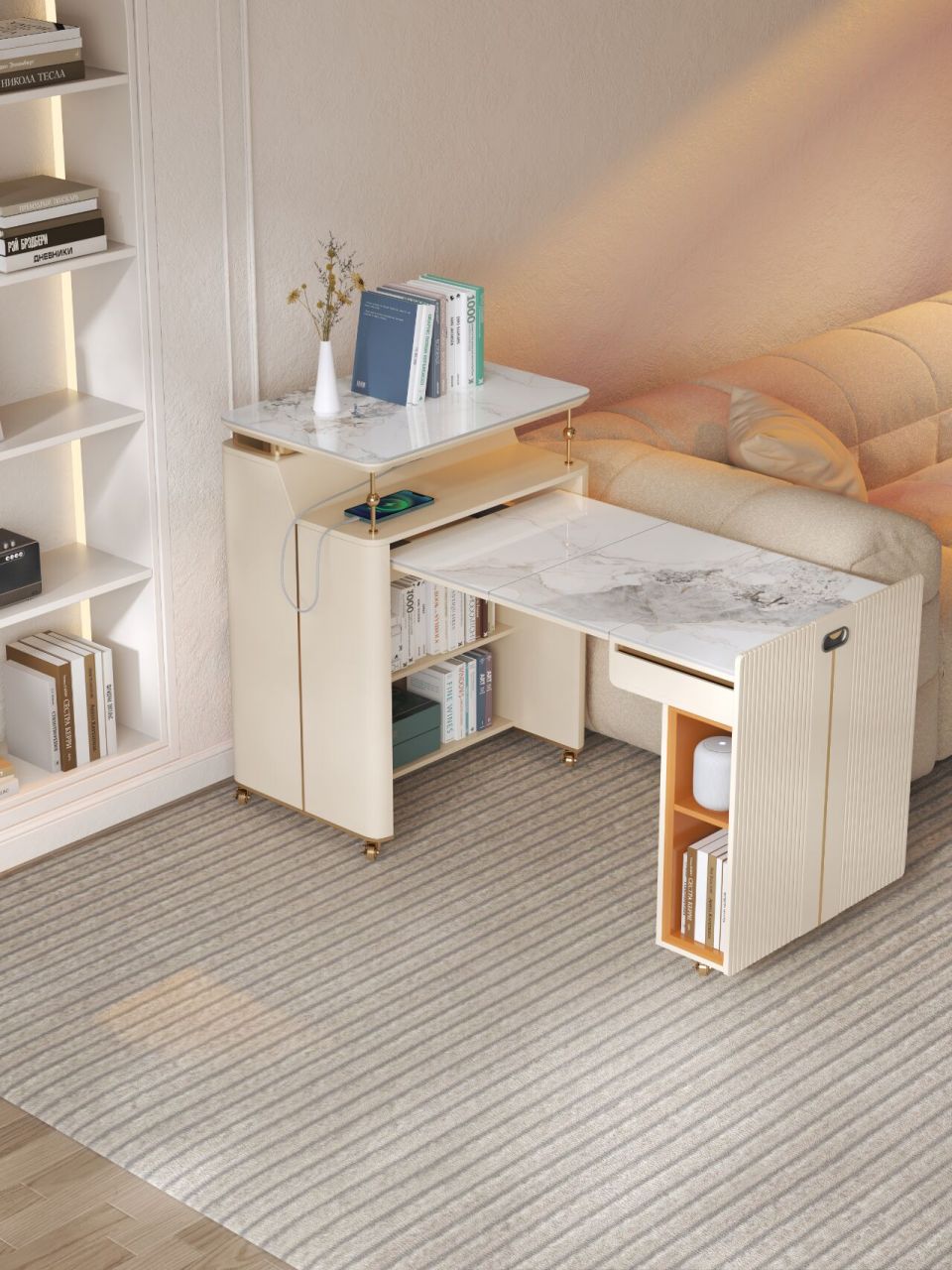 小户型可移动书桌,打造舒适的家居空间 真的很省空间呀,桌子折叠伸缩