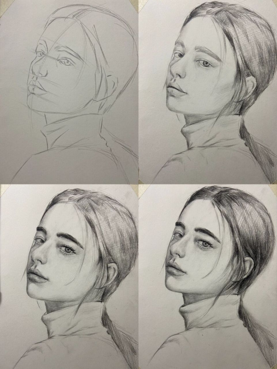 素描人像,手绘步骤分解图 素描人像,手绘步骤分解图#易学素描# #素描